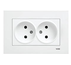 Розетка подвійна без заземлення VIKO Karre (білого кольору)