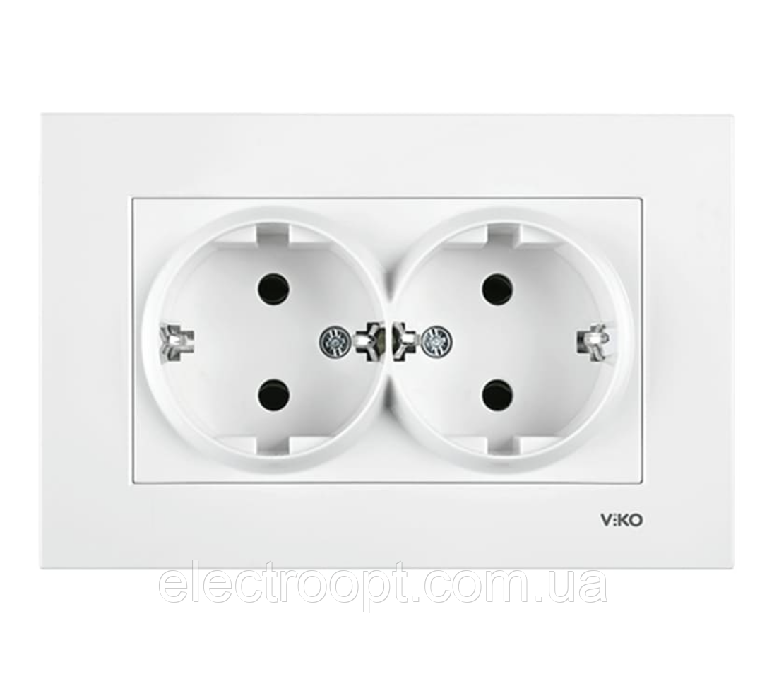 Розетка подвійна із заземленням VIKO Karre (білого кольору)