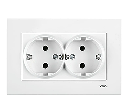 Розетка подвійна із заземленням VIKO Karre (білого кольору)