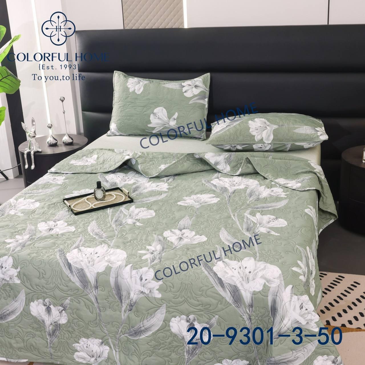 Покривало стьобане бавовняне Koloco 200x230 см і 2 наволочки 50х70 см на ліжко, фото 1