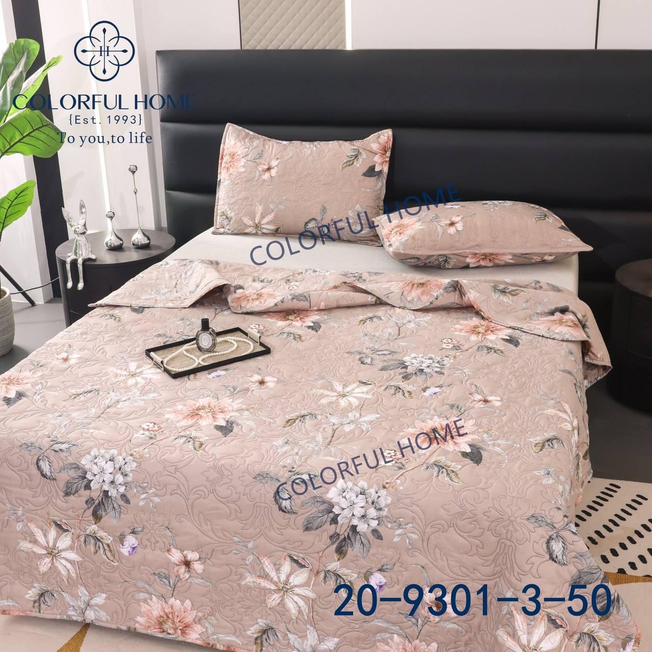 Покривало стьобане бавовняне Koloco 200x230 см і 2 наволочки 50х70 см на ліжко