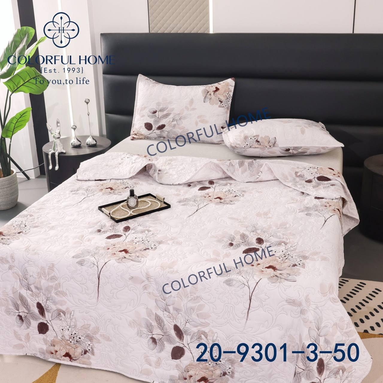 Покривало стьобане бавовняне Koloco 200x230 см і 2 наволочки 50х70 см на ліжко, фото 1