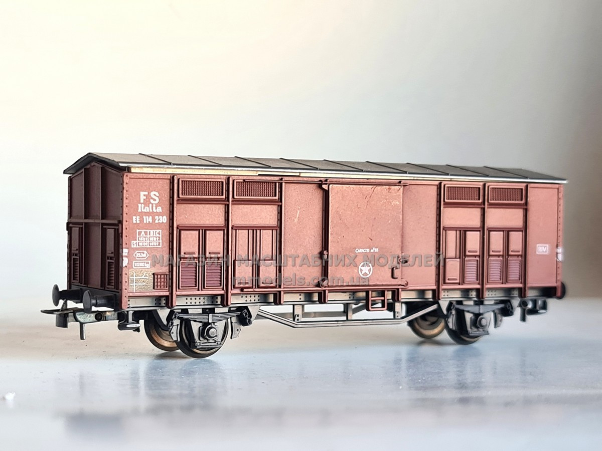 Модель 2х основного критого вагона #104230, коричневого кольору, FS, масштаб H0, 1:87, фото 1