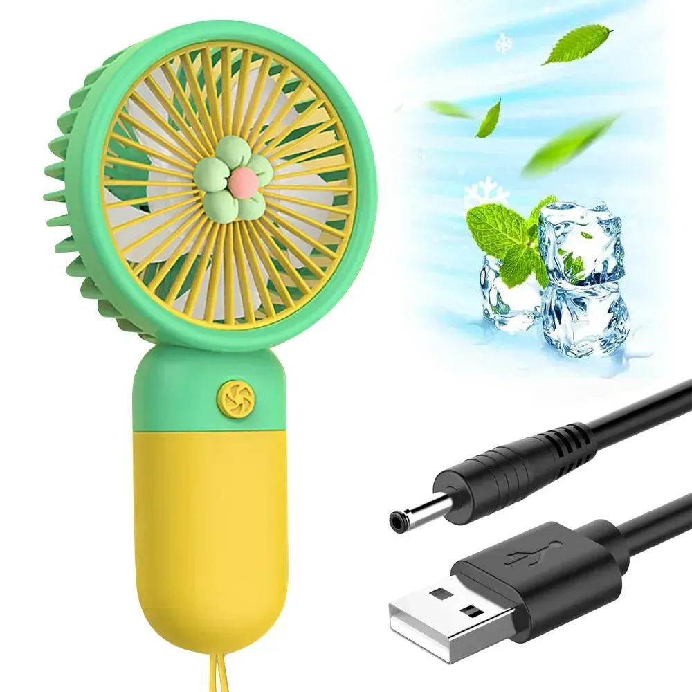 Ручний мінівентилятор з USB-зарядкою, 15х8 см/Каманний вентилятор на акумуляторі/Рожевий вентилятор