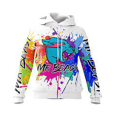 Худі жіноче з принтом «Містер Біст. Вибух фарб. MrBeast. Color Explosion»