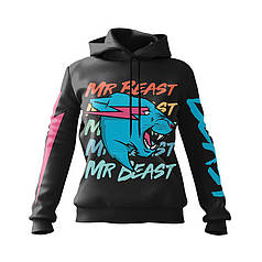 Худі жіноче з принтом «Стиль Містера Біста. MrBeast Style» чорний