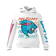 Худі жіноче з принтом «Стиль Містера Біста. MrBeast Style» білий