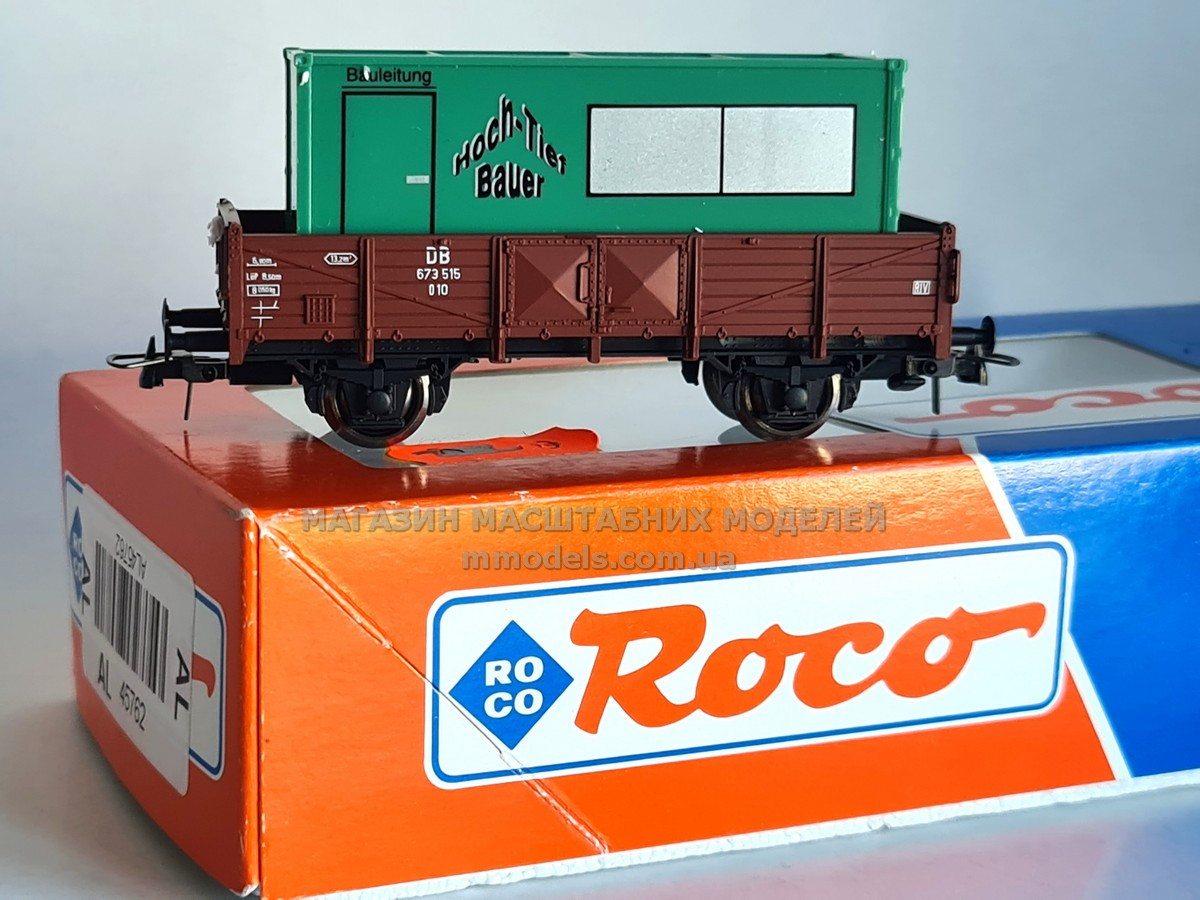 Roco модель вагона платформа з автомобільним контейнером, масштаб 1/87, H0