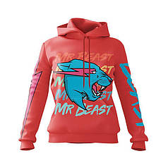 Худі жіноче з принтом «Стиль Містера Біста. MrBeast Style» червоний