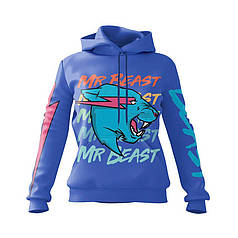 Худі жіноче з принтом «Стиль Містера Біста. MrBeast Style» синий