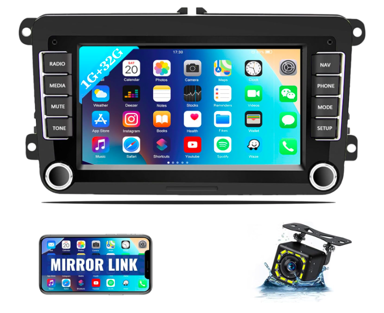 Автомобільна стереосистема SIXWIN 1G+32G Android 13 для VW Seat Passat Jetta Golf Polo Tiguan з Bluetooth FM GPS-навігацією WiFi