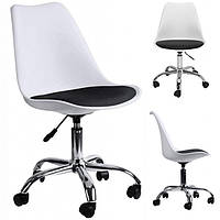 Крісло Bonro B- 487 на колесах біле з чорним сидінням