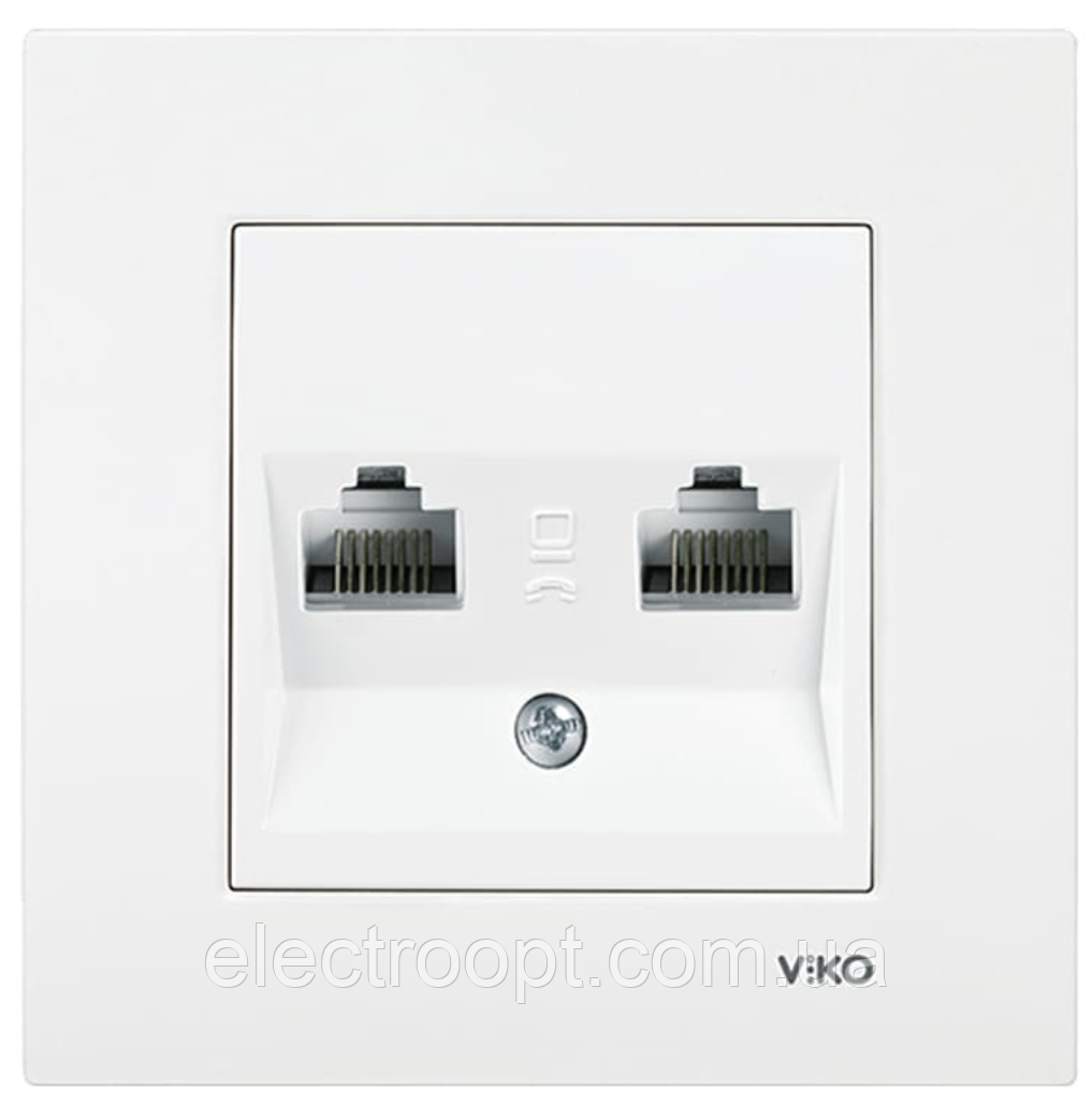 Розетка подвійна комп'ютерна 2хRJ-45  VIKO Karre (білого кольору)