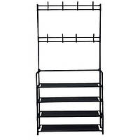 Вішалка підлогова для одягу з полицями та гачками Bonro B24 чорна