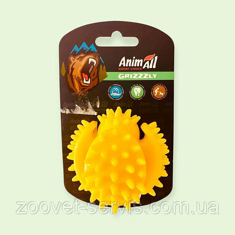 Іграшка для собак мультифункціональна жовтий м'яч d-7,5 см AnimAll GrizZzly 0129, фото 1