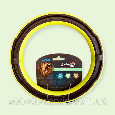 Іграшка гумова для собак супер-кільце AnimAll GrizZzly L 24.1х2.2 см Зелено - чорна 9697, фото 1