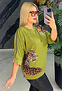 Кофта жіноча з леопардовим принтом та стразами | Туреччина | Преміум якість