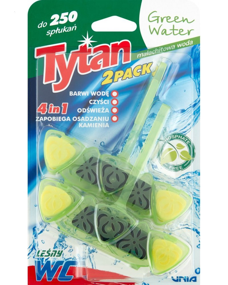 Чотирьохфазний туалетний ароматизатор Tytan Green Water 4в1 2*40 г