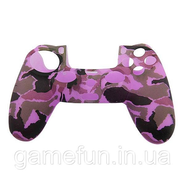 Чохол силіконовий для джойстика PS4, DualShock 4 фіолетовий камуфляж, фото 1
