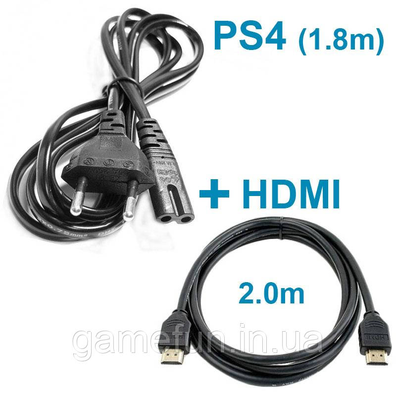 Кабель живлення для PS4 / PS4 Slim + HDMI кабель 2 м, фото 1