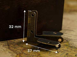 Петля 90 градусів врізна. Колір "стара латунь". 32х37 мм / Петля 90 градусів врізна. Колір "стара латунь". 32х37 мм