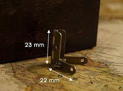 Петля з обмежувачем. Колір "стара латунь". 22х23 мм / Петля з обмежувачем. Колір "стара латунь". 22х23 мм