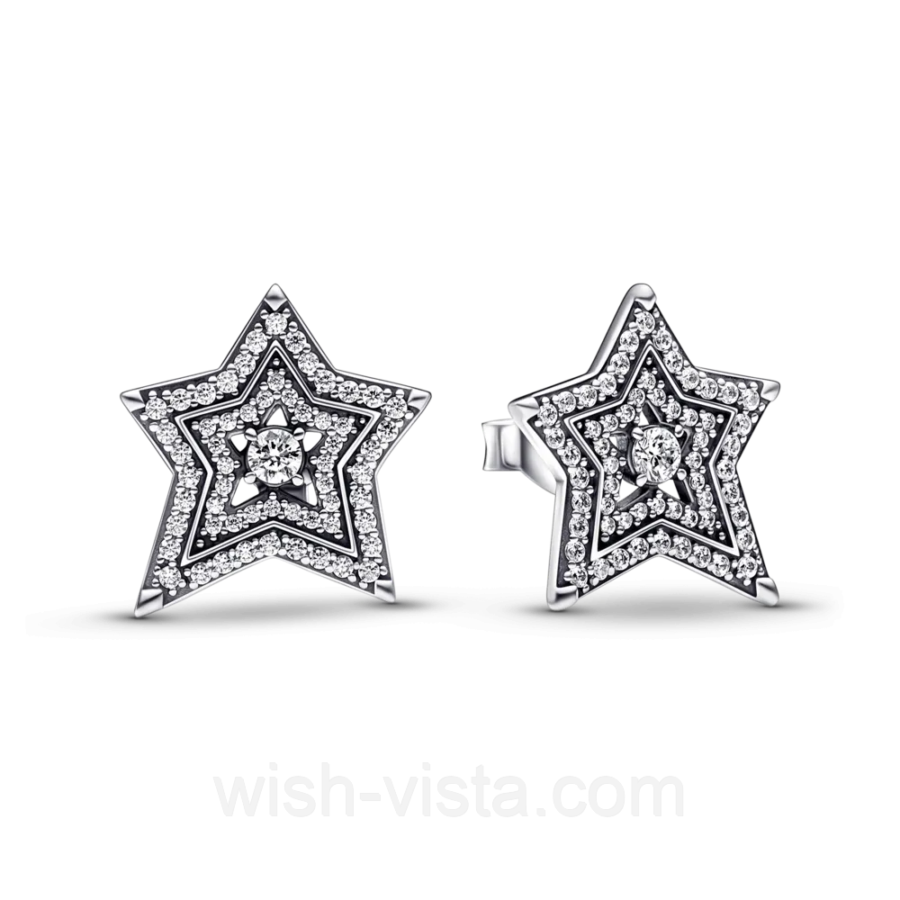 Срібні сережки No Brand Асиметричні зоряні зірки 292415C01, фото 1