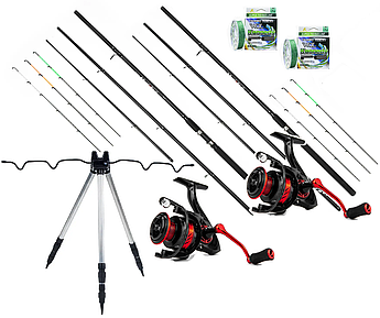 Фідерний готовий набір на 2 вудилища Magista 3,90 м тест 50/100/150 г + Катушка + Шнур + Тринога