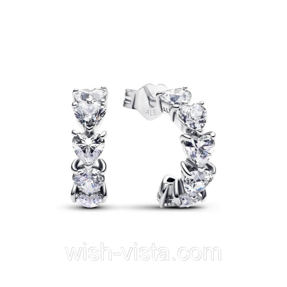 Срібні сережки No Brand Сяючі серця відкриті 293657C01, фото 1