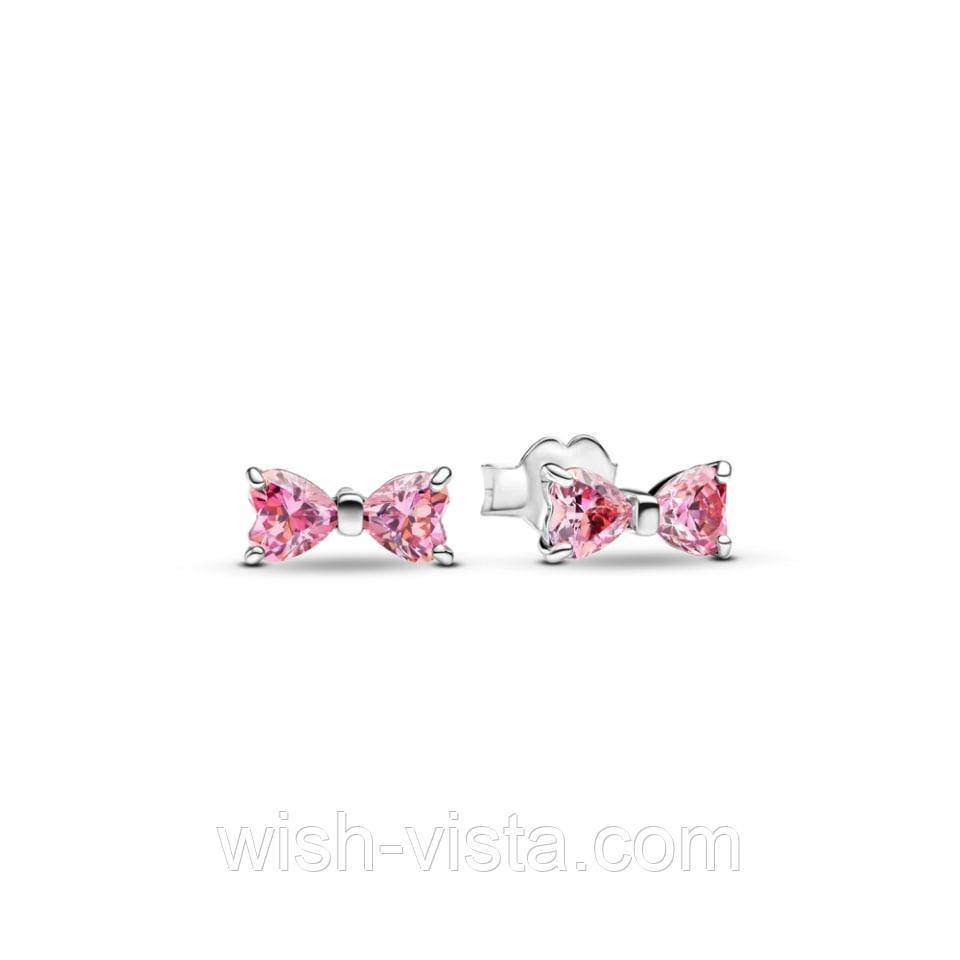 Сережки No Brand Рожевий блискучий бант 293505C01 (2542713726), фото 1