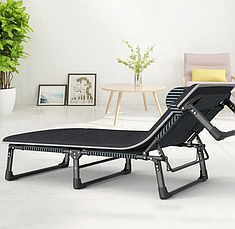 Ліжко-розкладачка | Чорний | навантаження до 150 кг | з матрасом і подушкою | LEOBRO FB-S02-PM | для вдома, на дачі, або в, фото 3