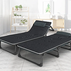 Ліжко-розкладачка | Чорний | навантаження до 150 кг | з матрасом і подушкою | LEOBRO FB-S02-PM | для вдома, на дачі, або в, фото 4