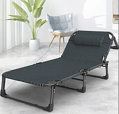 Ліжко-розкладачка | Чорний | навантаження до 150 кг | з матрасом і подушкою | LEOBRO FB-S02-PM | для вдома, на дачі, або в, фото 5