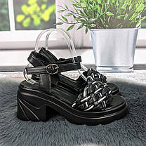 Босоніжки жіночі Башили чорні на об'ємній підошві 4941, фото 4