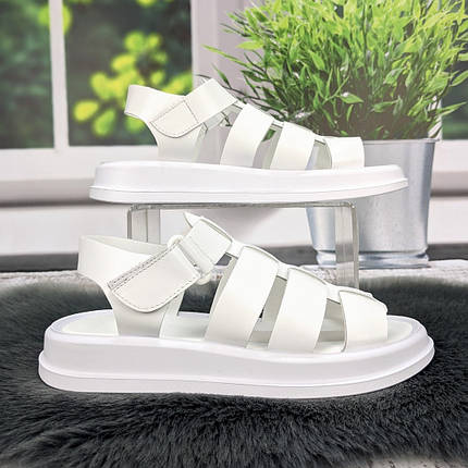 Босоніжки жіночі Amir білі шкіряні на низькому ходу 4932, фото 1