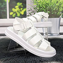 Босоніжки жіночі Amir білі шкіряні на низькому ходу 4932, фото 3