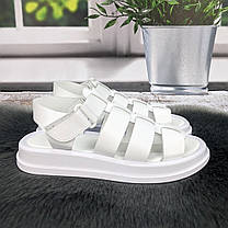 Босоніжки жіночі Amir білі шкіряні на низькому ходу 4932, фото 4