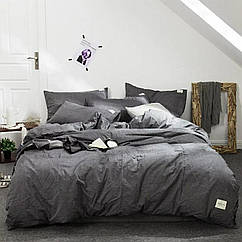 Комплект постільної білизни Bella Villa Варена бавовна Євро сірий (W-0003 Eu)