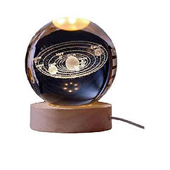 Нічник 3D кришталевий шар Сонячна система LED підсвітка декоративний