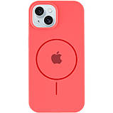 Чохол Silicone Case Full Protective (AA) with MagSafe для Apple iPhone 15 Plus (6.7") Кавуновий / Watermelon red, фото 3