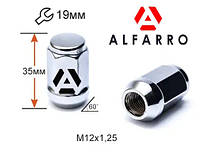 Гайки колісні M12x1,25x35; Хром, Конус, ключ 19 (закриті), Alfarro gk248 — шт. (Matiz, Nissan, Niva, Subaru,