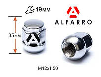 Гайки колісні M12x1,5x35; Хром, Сфера, ключ 19 (закриті), Alfarro gk310 — шт. (Honda)