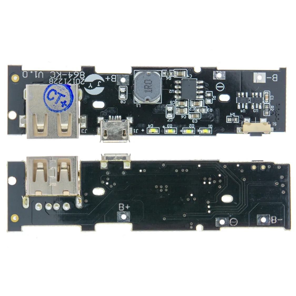 Плата для повербанку 864-KC (IP530) 1×USB-A, 1×MicroUSB, 10W, для Li-ion/Li-pol акумуляторів