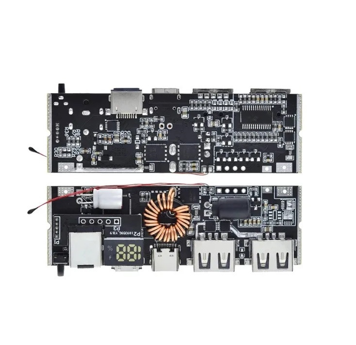 Плата для повербанку 3S 1×Type-C, 1×Lightning, 1×MicroUSB, 2×USB-A, 1×DC 5.5×2.1, 65W, для Li-ion/Li-pol, LED з дисплеєм