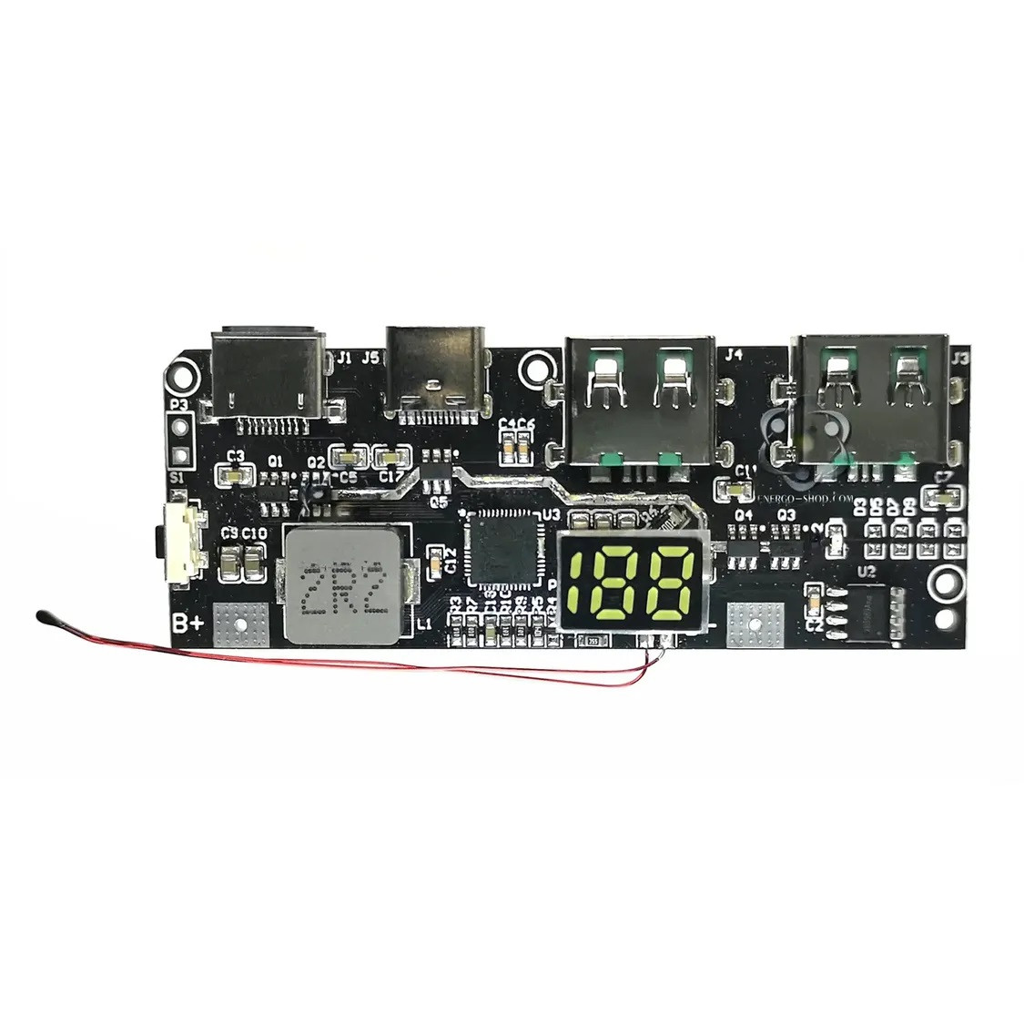 Плата для повербанка SW6208 2×USB-A, 1×USB-C, 1×MicroUSB, 1×Lightning, 25W, для Li-ion/Li-pol акумуляторів, з LED дисплеєм