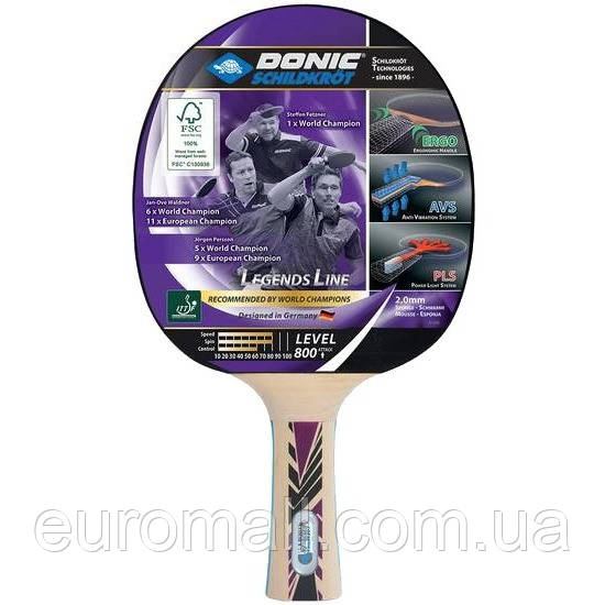 Ракетка для настільного тенісу Donic Legends 800 FSC 754425, Фіолетовий, Розмір (EU) — 1SIZE