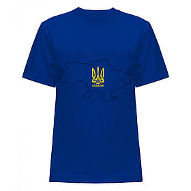 Фан футболка бавовняна "Ukraine" синя з карткою "FFU1608", Синій, Розмір (EU) — S