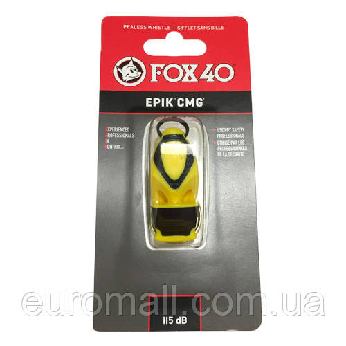 Свисток FOX 40 Original Whistle Epik CMG Safety 8802-0208, Жовтий, Розмір (EU) — 1SIZE