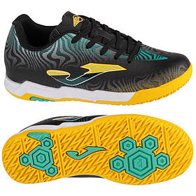 Футзалки дитячі Joma EVOLUTION JR чорно-блакитно-жовті EVJW2401IN, Чорний, Розмір (EU) — 31
