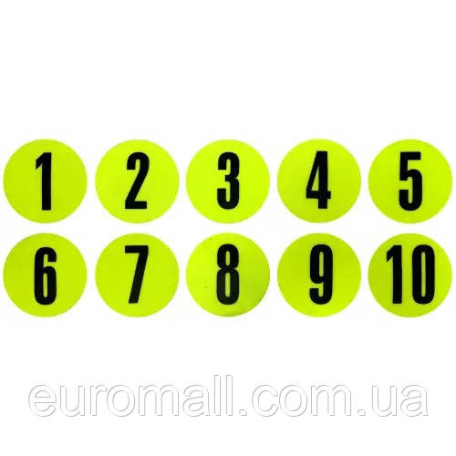 Набір плоских фішок із цифрами Meta Flat Number Marker Set of 10 салатовий, чорний Уні 12,5 см 2002005004,